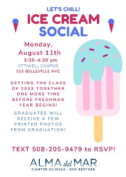 Class of 2033 Ice Cream Social on Monday, August 11