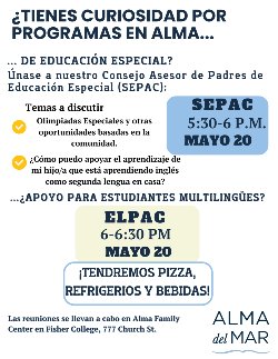 SEPAC and ELPAC meetings on May 20